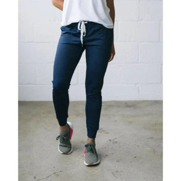 ZYIA Navy Blue Waist Tie Pull On Comfy Jogger Pants Size Medium - Picture 8 of 8